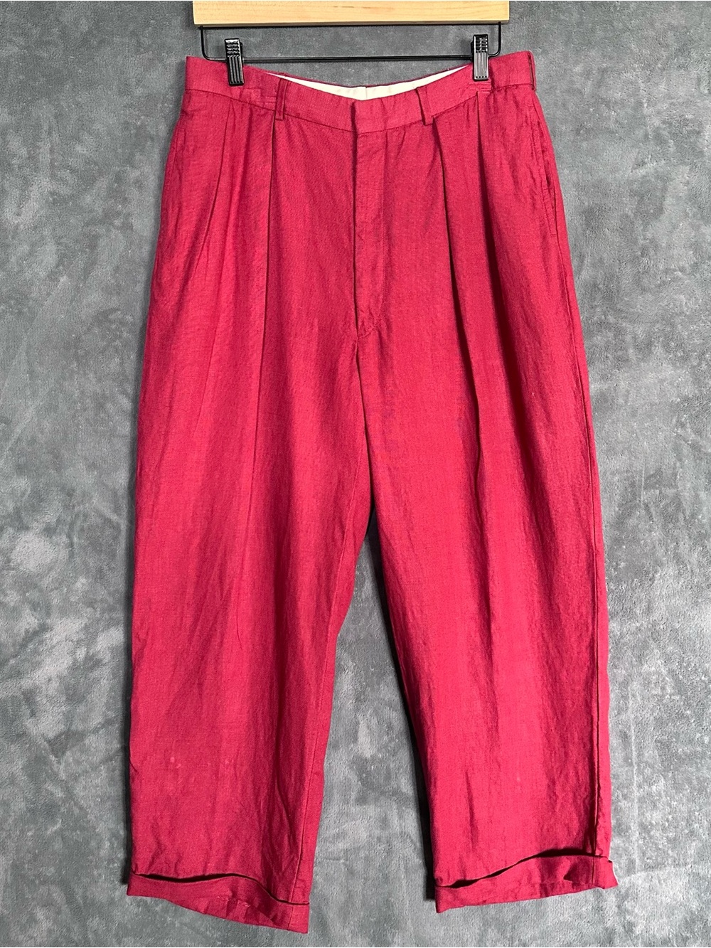 Polo by Ralph Lauren vintage made in USA red linen pants trousers chinos cuffed